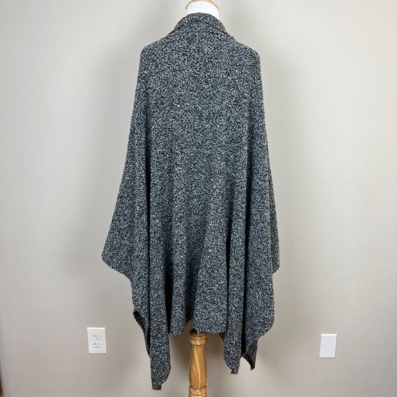 VON SAKEN Poncho Sweater Womens One Size Gray Wool Blend Knit Toggle Longline - Picture 7 of 13